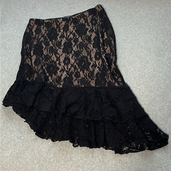 Fairy Grunge Gothic Whimsigoth Lace Skirt Large Vamp Asymmetrical Floral Witchy - Picture 1 of 9